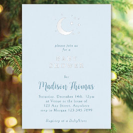 Invitación al Relieve metalizado Baby Shower Moon