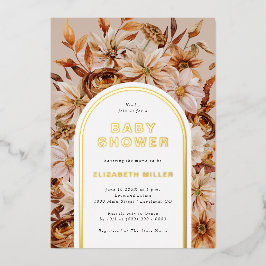 Invitación al Relieve metalizado Baby Shower otoño