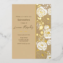 Invitación al Relieve metalizado Beige Quinceañera