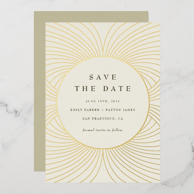 Invitación al Relieve metalizado bizantino de oro (Anverso/Reverso)