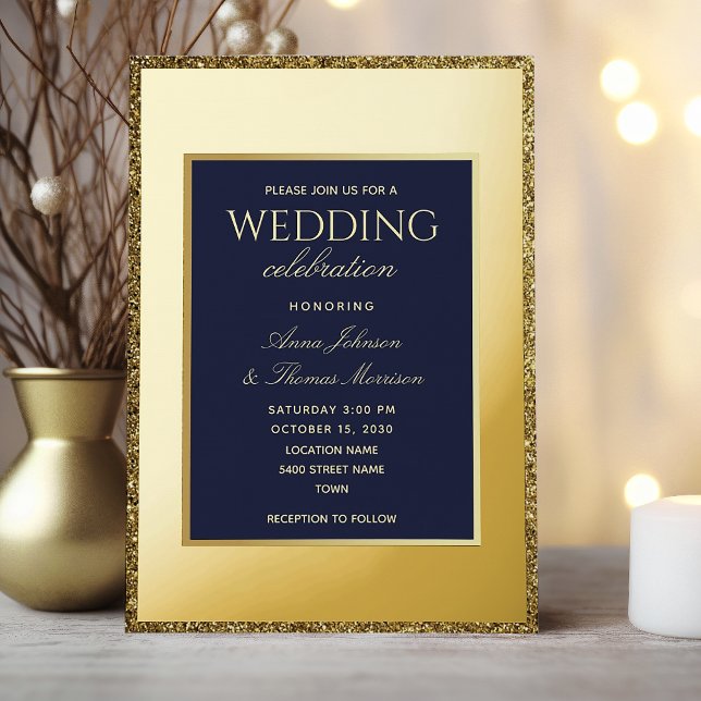 Invitación al Relieve metalizado Boda azul de oro  (Subido por el creador)