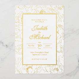 Invitación al Relieve metalizado Boda blanco de mo