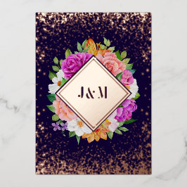 Invitación al Relieve metalizado Boda de oro con R