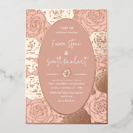 Invitación al Relieve metalizado Boda de rosas ros