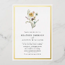 Invitación al Relieve metalizado Boda floral