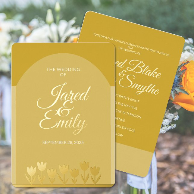 Invitación al Relieve metalizado boda | Flores sim (Subido por el creador)