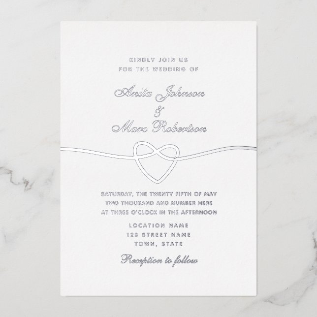 Invitación al Relieve metalizado Boda plateado de  (Anverso)