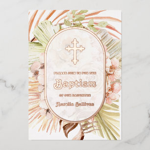 Invitación al Relieve metalizado Boho Peach Floral