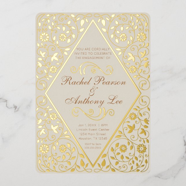 Invitación al Relieve metalizado botánico de la Pa (Anverso)