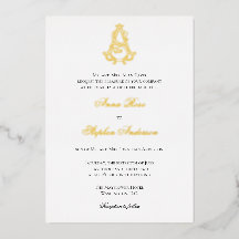 Invitación al Relieve metalizado como monograma o