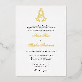 Invitación al Relieve metalizado como monograma o 