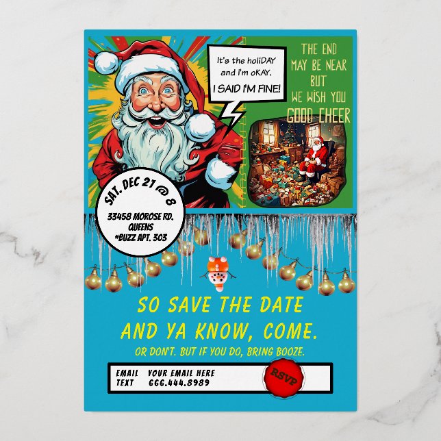 Invitación al Relieve metalizado de AYUDA de HO HO (Reverso )