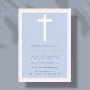 Invitación al Relieve metalizado de Baptismo Cruza
