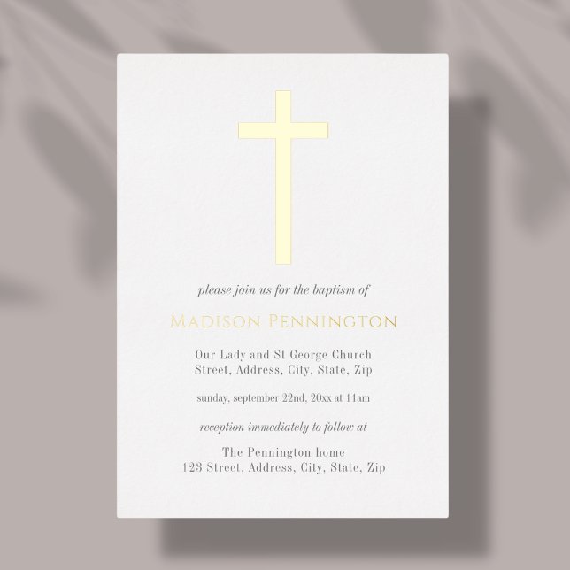 Invitación al Relieve metalizado de Baptismo en cr (Subido por el creador)