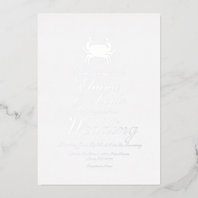 Invitación al Relieve metalizado de Boda de escrit (Anverso)