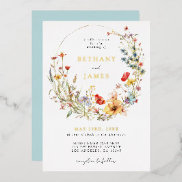 Invitación al Relieve metalizado de Boda de flores