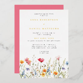 Invitación al Relieve metalizado de Boda de flores