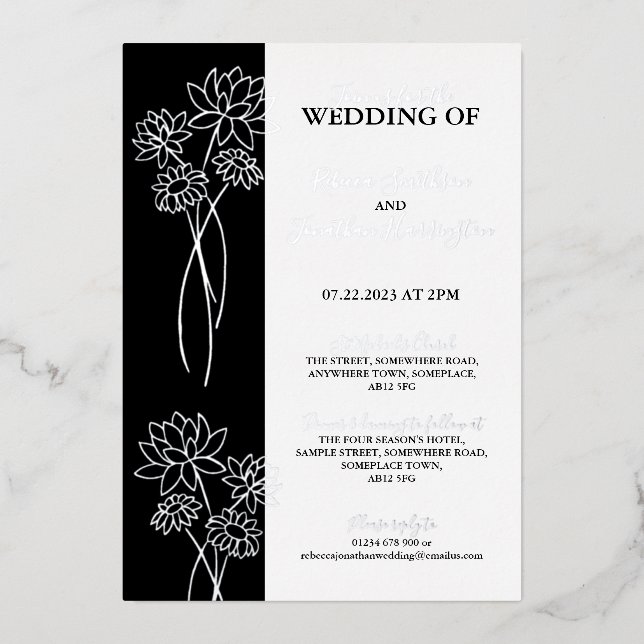 Invitación al Relieve metalizado de Boda de fotogr (Anverso)