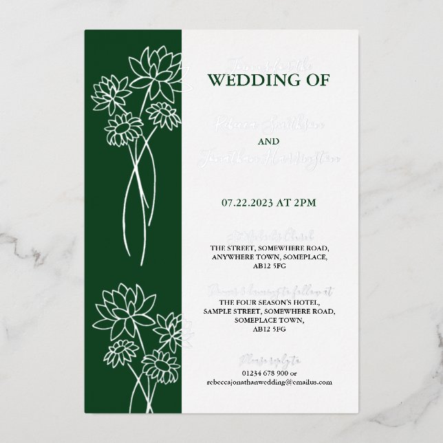 Invitación al Relieve metalizado de Boda de fotogr (Anverso)