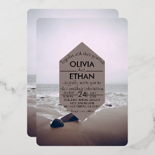 Invitación al Relieve metalizado de Boda de la mar