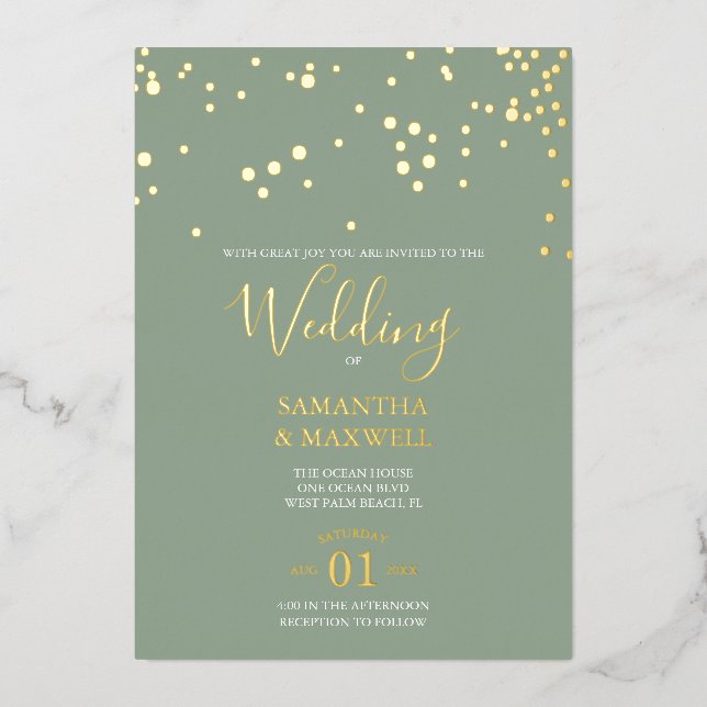 Invitación al Relieve metalizado de Boda de la tip (Anverso)