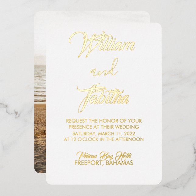 Invitación al Relieve metalizado de boda elegante  (Anverso/Reverso)
