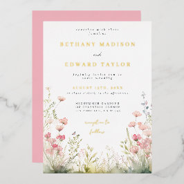 Invitación al Relieve metalizado de Boda floral De