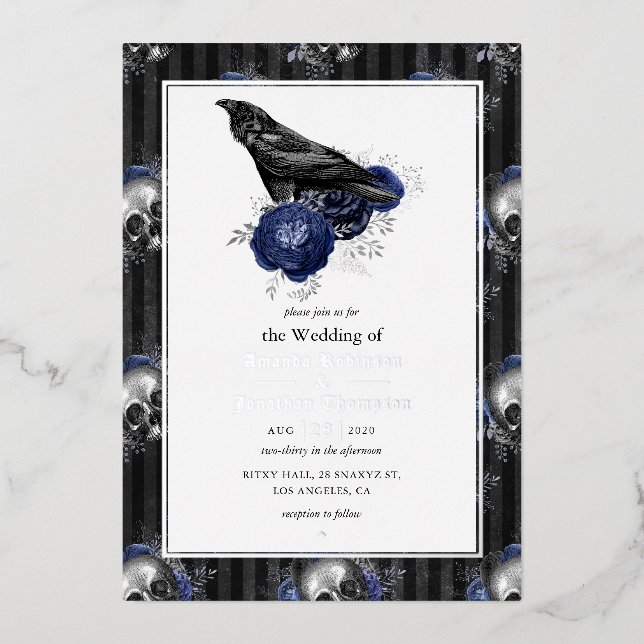 Invitación al Relieve metalizado de Boda floral gó (Anverso)