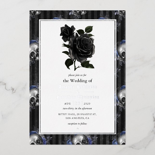 Invitación al Relieve metalizado de Boda floral gó (Anverso)