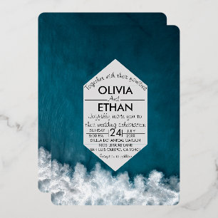 Invitación al Relieve metalizado de Boda náutico d