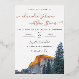 Invitación al Relieve metalizado de Boda Yosemite 