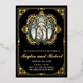 Invitación al Relieve metalizado de bodas antiguas