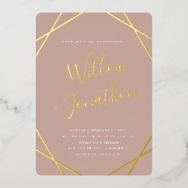 Invitación al Relieve metalizado de borde geométri