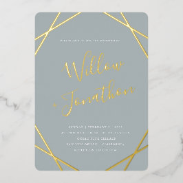 Invitación al Relieve metalizado de borde geométri