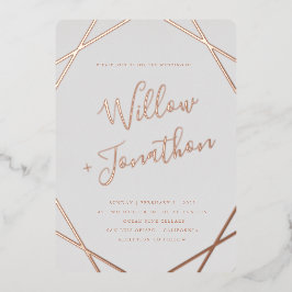 Invitación al Relieve metalizado de borde geométri