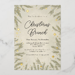 Invitación al Relieve metalizado de brunch Navidad