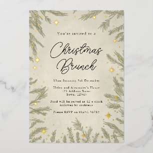 Invitación al Relieve metalizado de brunch Navidad