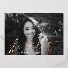 Invitación al Relieve metalizado de caligrafía de