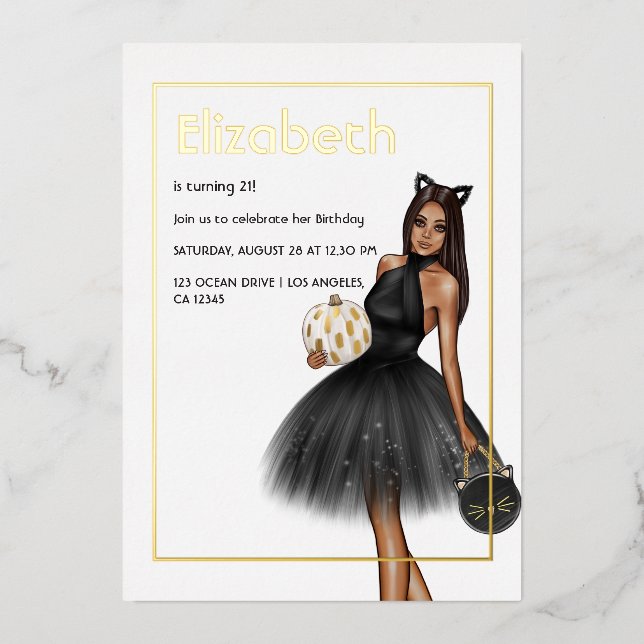 Invitación al Relieve metalizado de cumpleaños de  (Anverso)