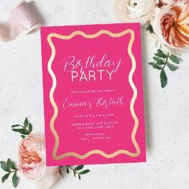 Invitación al Relieve metalizado de cumpleaños de 