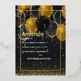 Invitación al Relieve metalizado de cumpleaños en 