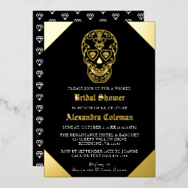 Invitación al Relieve metalizado de ducha de novia