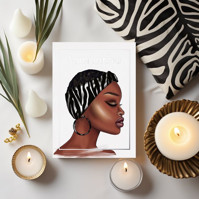 Invitación al Relieve metalizado de fiesta de cump (African Woman)