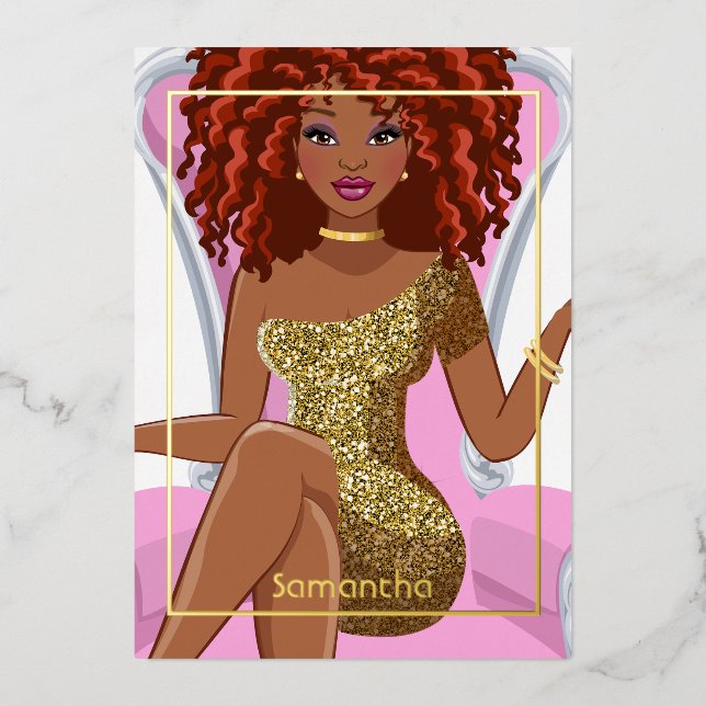 Invitación al Relieve metalizado de fiesta de cump (Anverso)