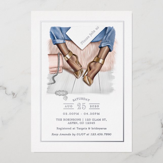 Invitación al Relieve metalizado de Glam Moda Fash (Anverso)