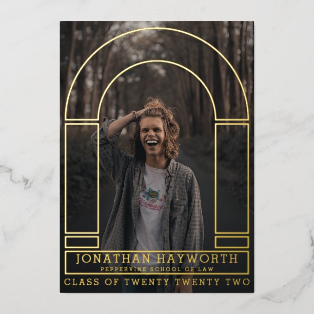 Invitación al Relieve metalizado de Graduación de  (Anverso)