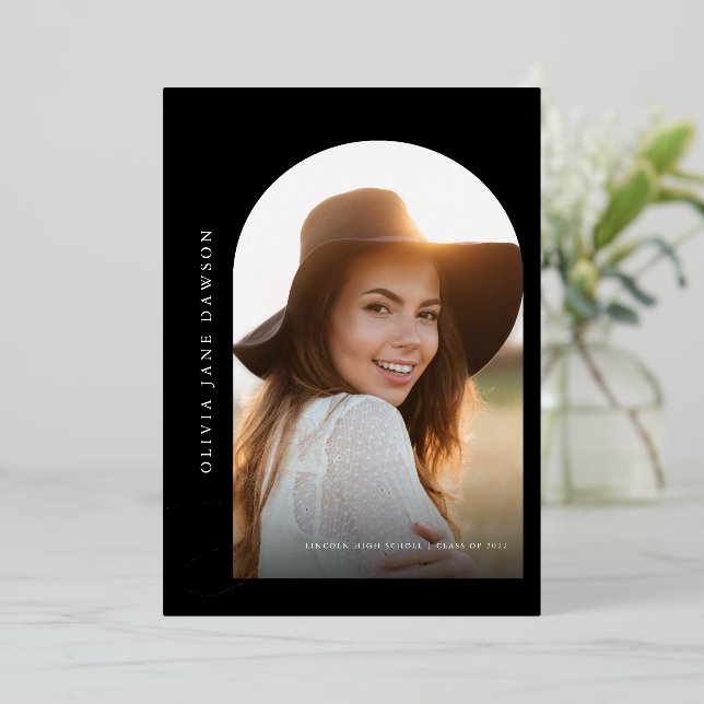 Invitación al Relieve metalizado de Graduación de  (Anverso de pie)