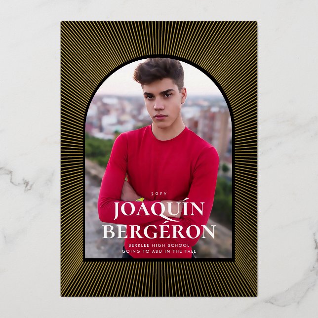 Invitación al Relieve metalizado de Graduación de  (Anverso)