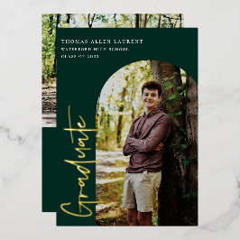 Invitación al Relieve metalizado de graduación de