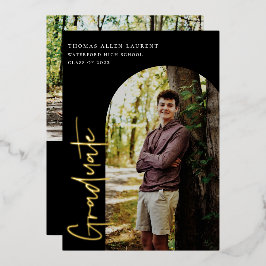 Invitación al Relieve metalizado de graduación de